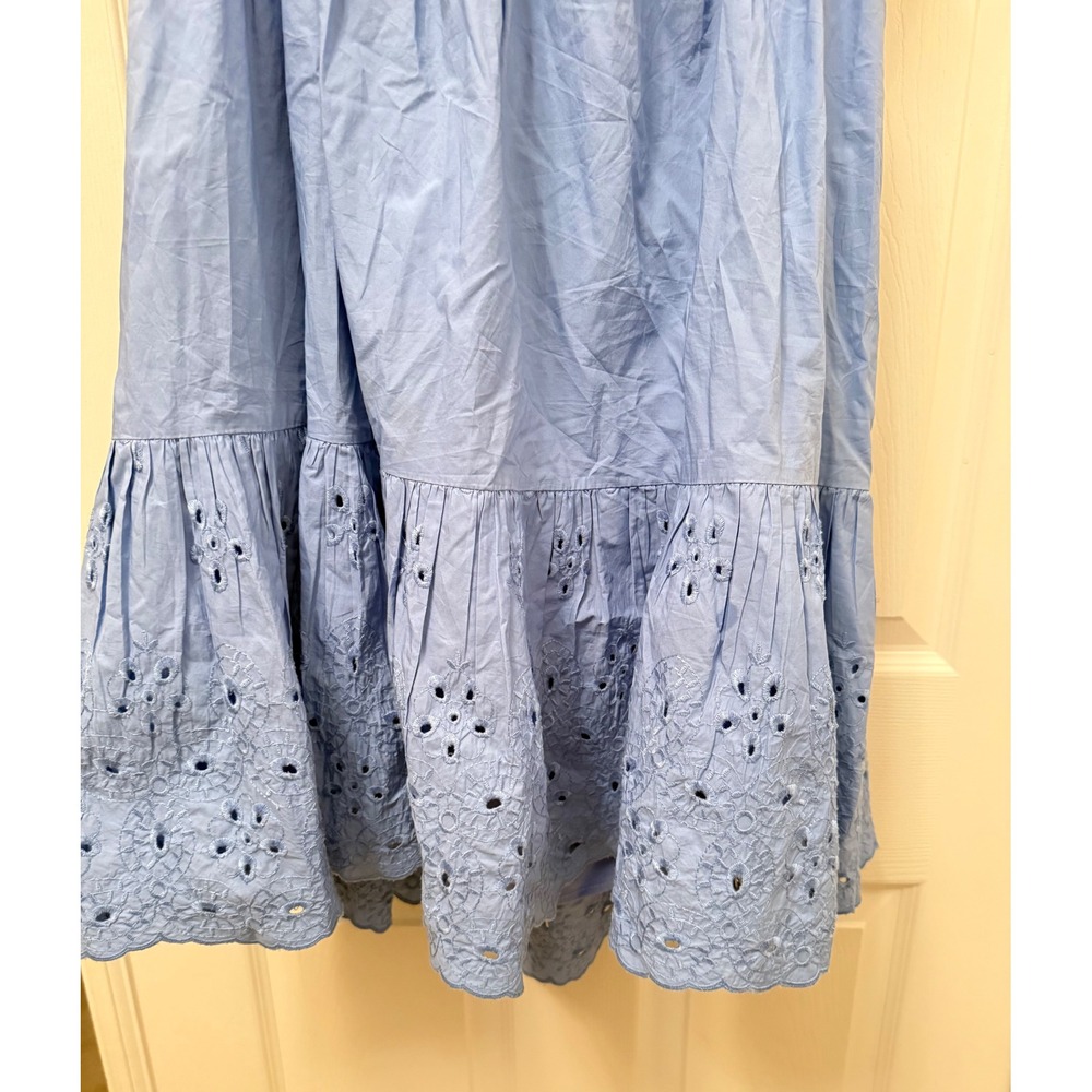 En Saison Dress Womens Small Blue Puff Sleeve Eyelet Open Back Tie IES2702D-1 - Picture 4 of 9